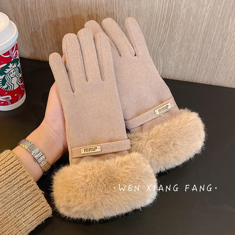 Winter Women's Velvet Thickened Warm and Cute Women's Cycling Cold Protection Cycling Windproof Touch Screen Skiing Winter Trend