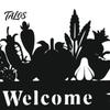 Modern Yard Art Welcome Decorative Sign, Wildflowers/Vegetables Silhouette Black Garden Stake, Outdoor Soil Insert Acrylic Rustic Lawn Sign for Front
