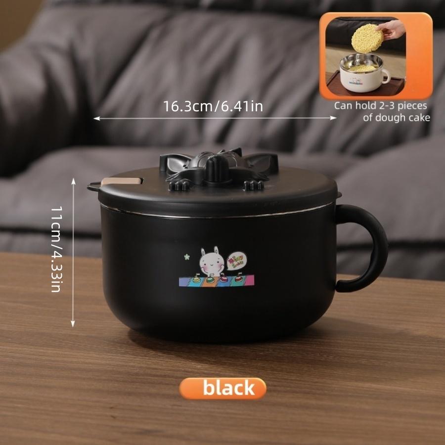 Thick Stainless Steel Instant Noodle Bowl with Lid, Large Capacity Student Dormitory Instant Noodle Artifact