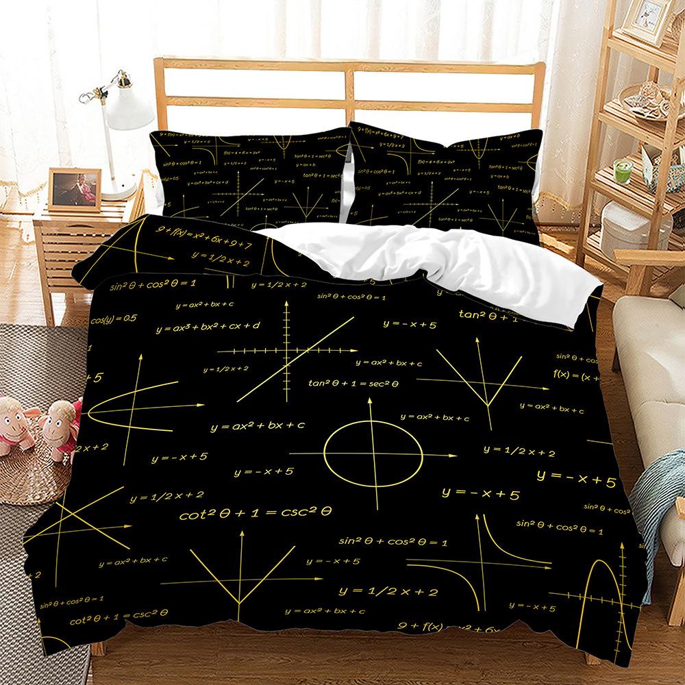 Quilt Cover Math Geometry Equation 3D Three-Piece Digital Kit
