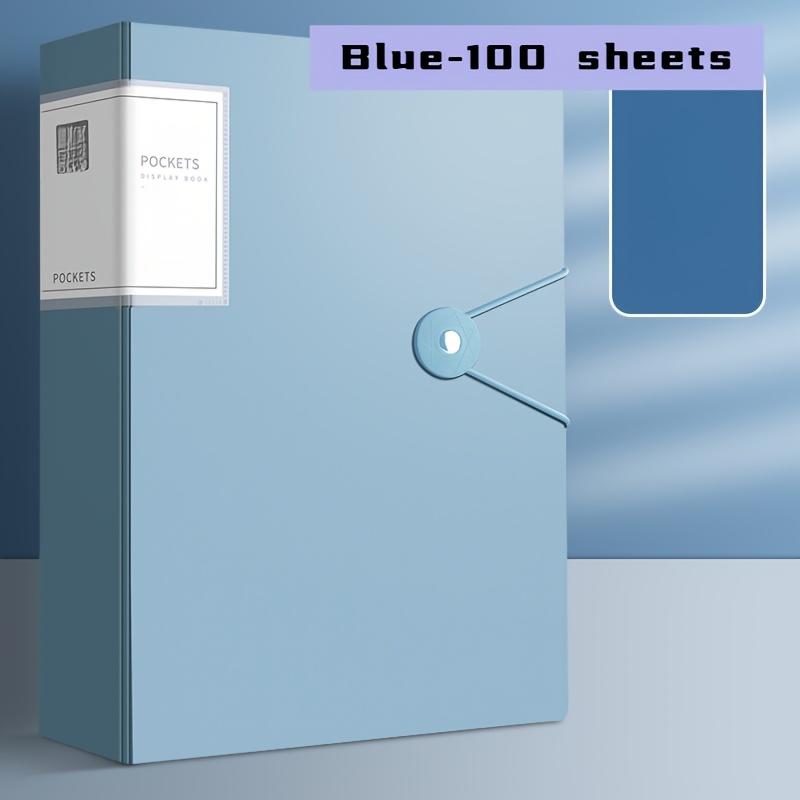 100-Pocket Expandable A4 File Folder - Waterproof & Dustproof Document Organizer with Elastic Closure for Office/Home