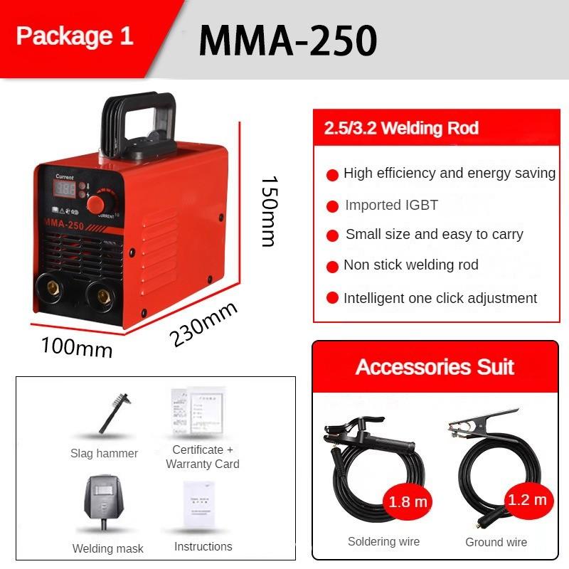 220V Kleine Haushalts-Elektroschweißmaschine MMA-250 Tragbare Mini-Industrie-Inverter-Schweißmaschine Manuelles Schweißkraftwerkzeug