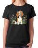 Beagle Floral Dog T-Shirt Cute Puppy Art Ladies Tee