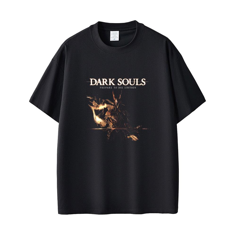 Game Dark Souls Prepare To Die Graphic Tshirt Men Women 90s Vintage Gothic Rock Short Sleeve Male Punk Oversized Crewneck Tees