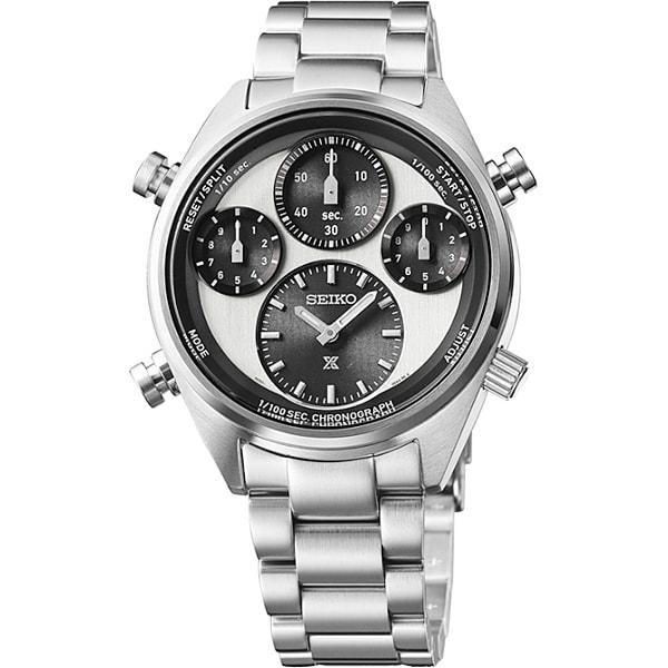 Seiko Men's SBER001 (PROSPEX SPEEDTIMER Solar Chronograph Metal Band Men's) Round Watch Silver