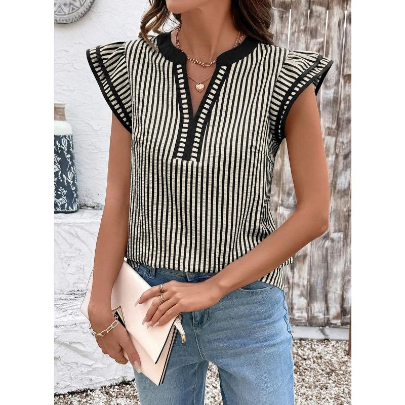 BITCED Camicette e camicie casual con scollo a V a maniche corte alla moda da donna
