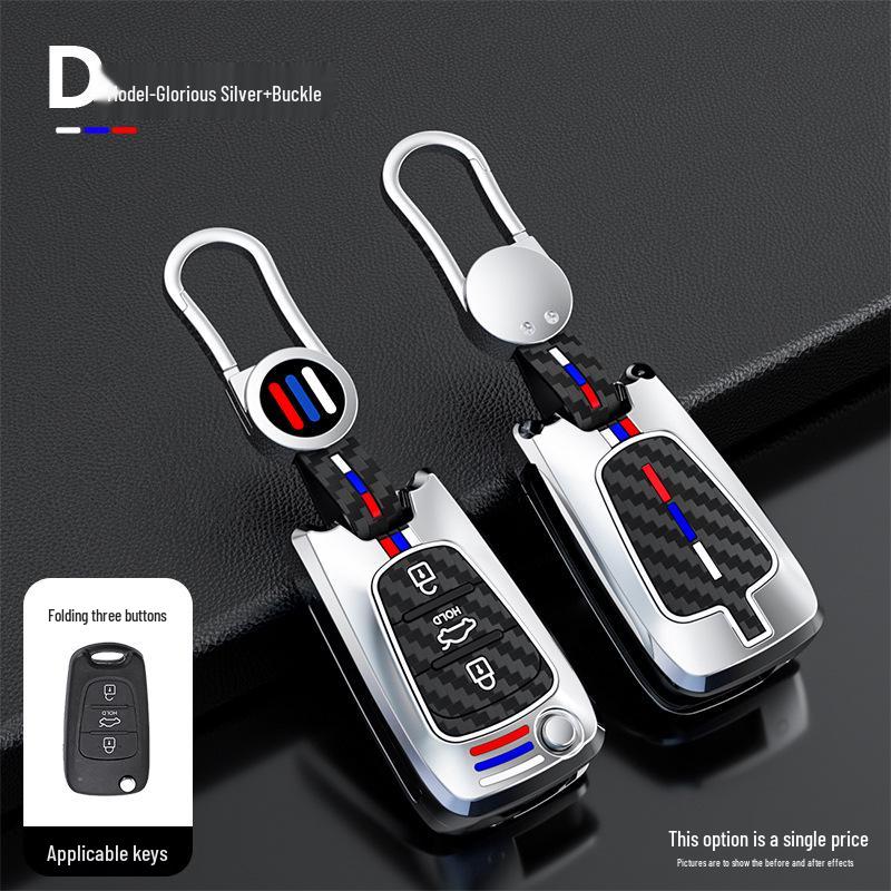 Car Key Case for Kia K2 K5, Hyundai Elantra, Langdong, Reina, ix35, Sportage - Protective Shell with Buckle