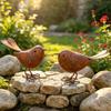 2Pcs Rustic Metal Birds Vintage Metal Bird Ornament Garden Decor Iron Art Birds Metal Birds Yard Decor for Garden Yard & Patio