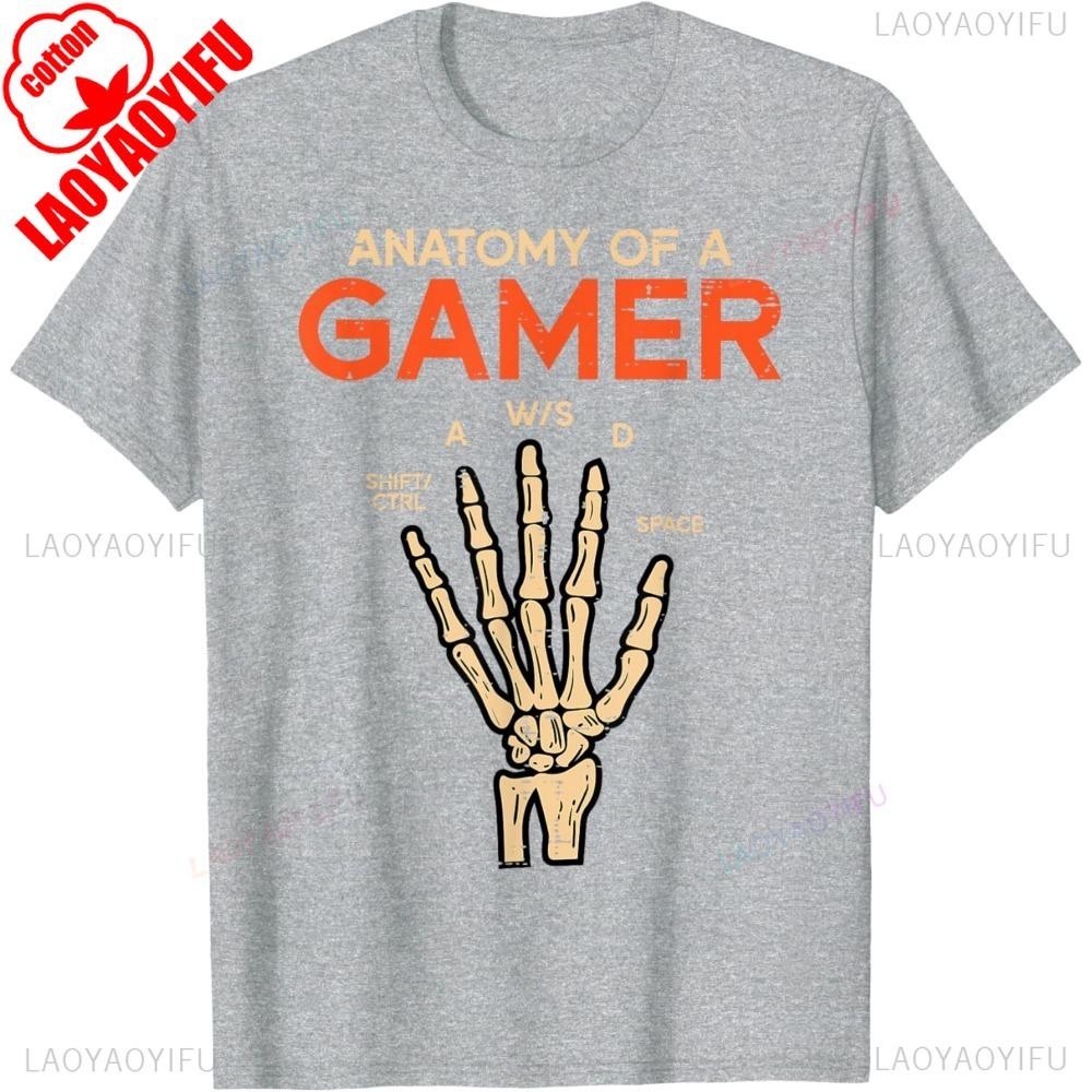 Anatomy of A Gamer Skeleton Hand Funny Unisex Boys Teens TShirt Unisex Printed Tshirt Tops Vintage Classic Fashion Oneck
