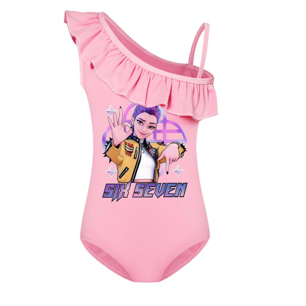 Unique Apparel 5232 Kinder Meisjes Rumi Mira Zoey Print Badpak Zwemmen Eendelig Bodysuit Badkleding 120cm