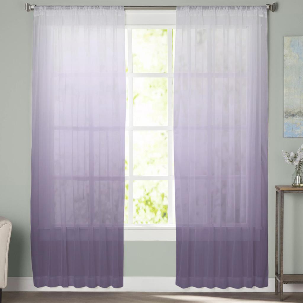Fioletowy Cieniowany Tiul w Przezroczystych Zasłonach do Salonu Sypialni Kuchni Dekoracja Okienna Zasłona Szyfonowa Żaluzje