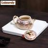 111ml Authentic Yixing Purple Clay Teapots Handmade Gold Drawing Pot Raw Ore Benshan Green Mud Kettle Zisha Teaset Decoration