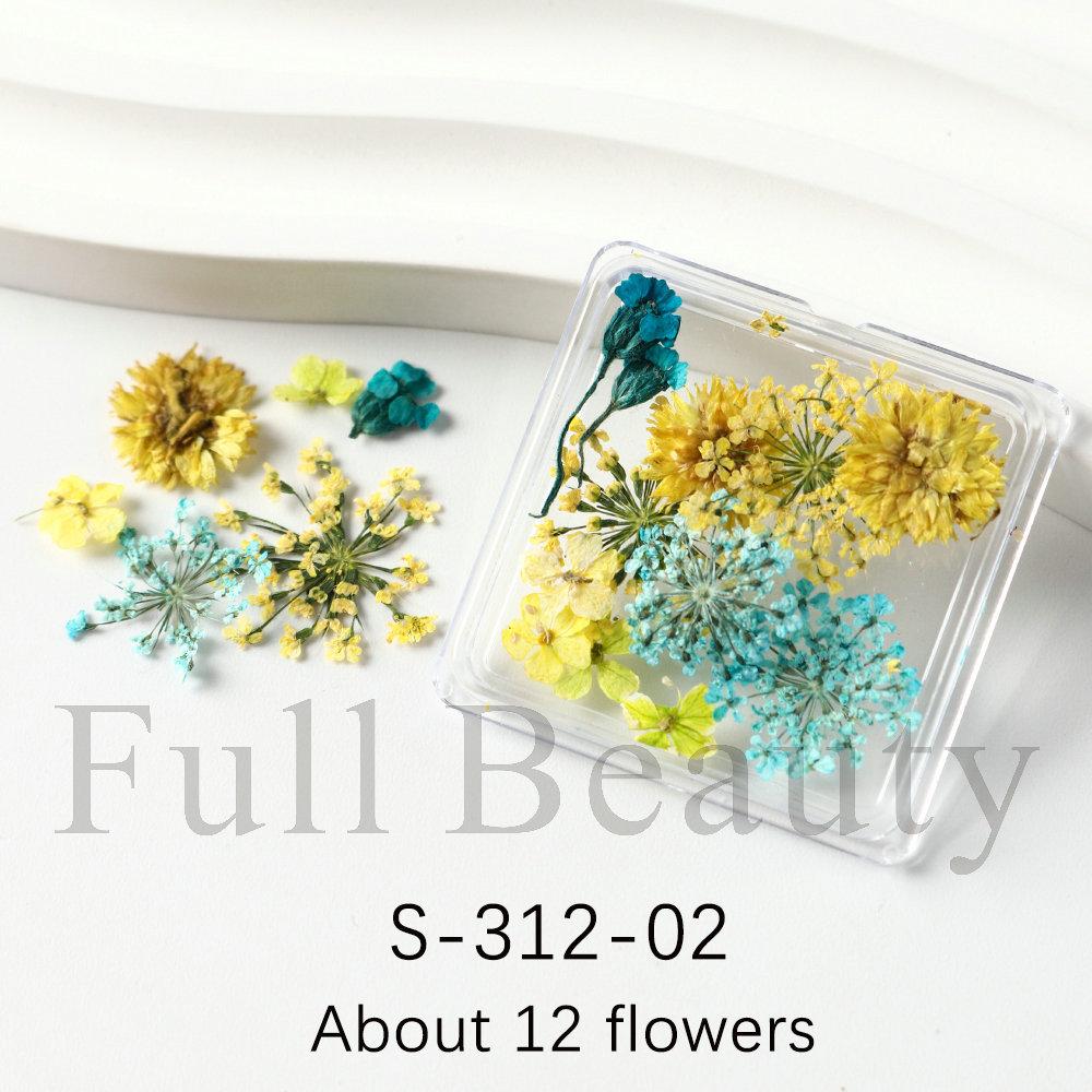 Nail Art Dried Flowers Japanese Mixed Filled With Star Hydrangea Small Wrinkled Chrysanthemum Box Decoration Nail Dried Flowers