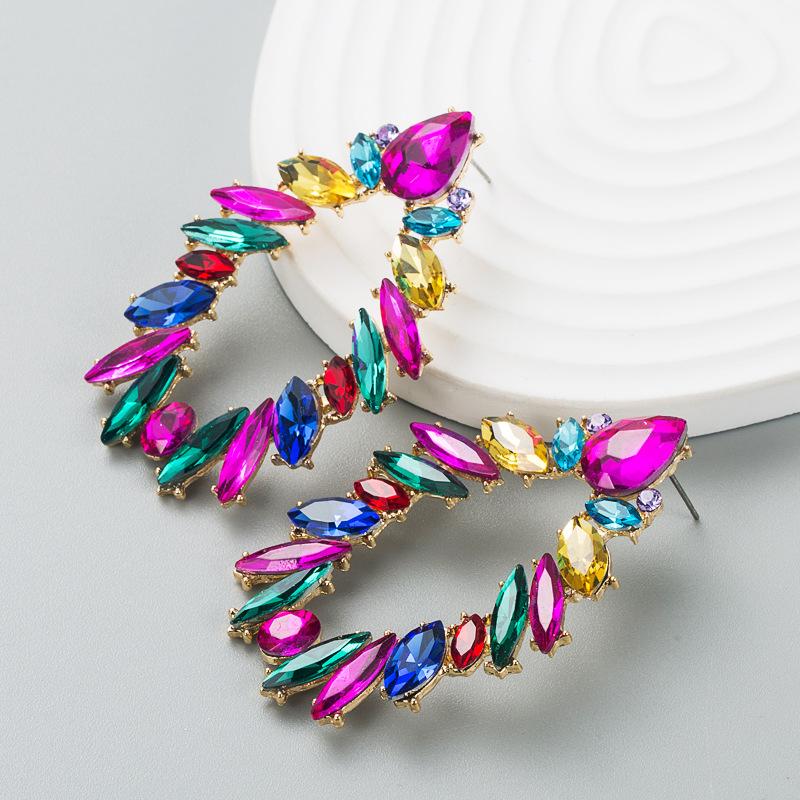 Boucles d'oreilles pendantes simples pour femmes, en alliage d'acier et de titane, pendentif en acrylique coloré en forme de feuille de cristal, ornements d'oreille géométriques