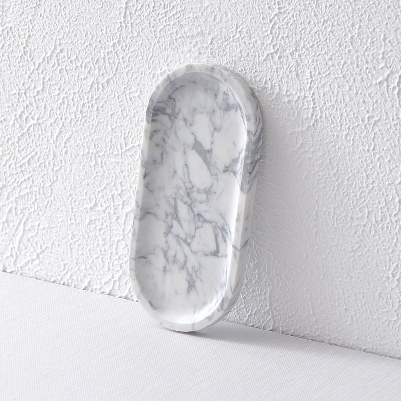 Natural Marble Soap Dispenser Tray Hotel Bathroom Vanity Organizer Modern Minimalist Decorative Serving Dish