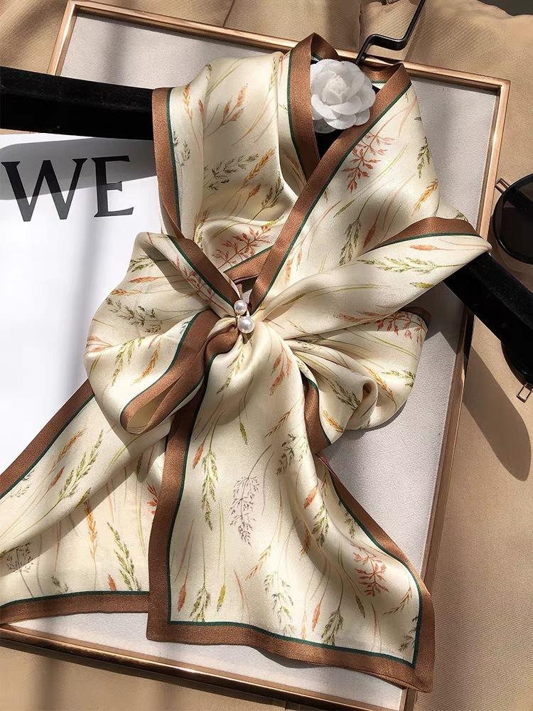 Langer Seidenschal Damen Sommer Kleiner Seidenschal Druck Simulation Seide Bindetasche Streamer Professioneller Kleiner Schal