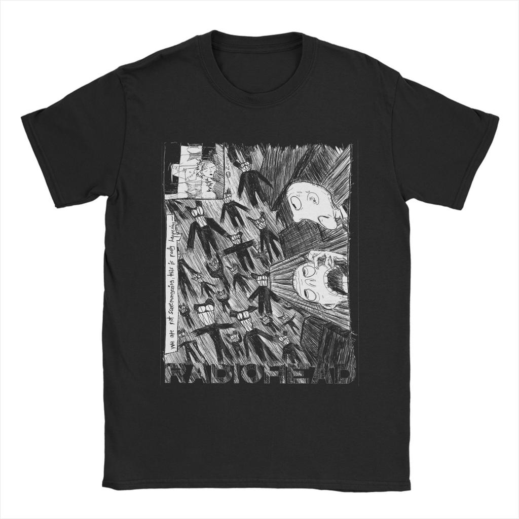 Fun Radiohead TShirts for Unisex O Neck Cotton T Shirts  Short Sleeve Tees Printed Tops