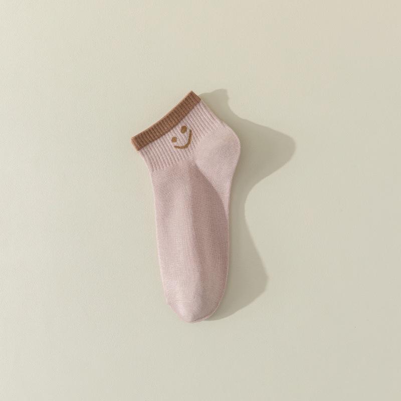 Smiley Face Damen-Knöchelsocken aus atmungsaktiver Baumwolle im japanischen Stil