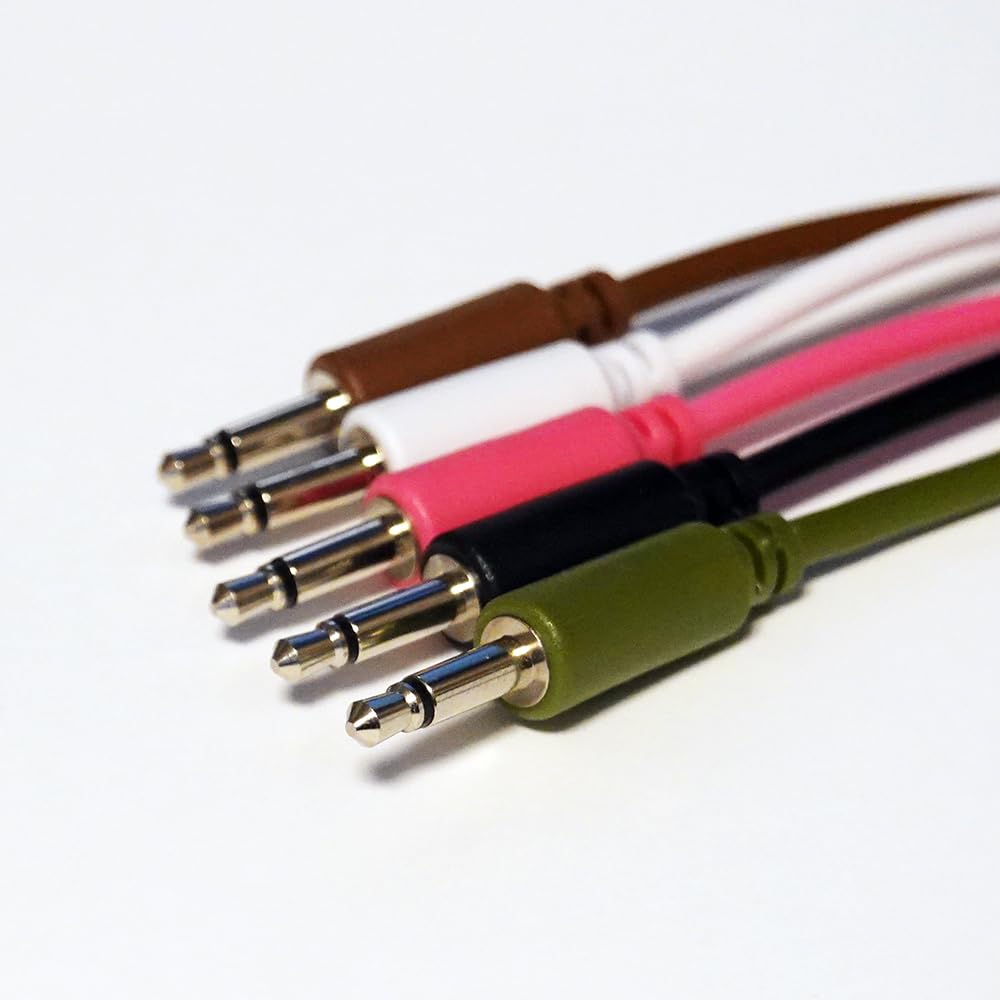 LAMBDA Modular Synth Patch Cable Set Moss (White, Black, Brown, Green, Pink) (15cm)