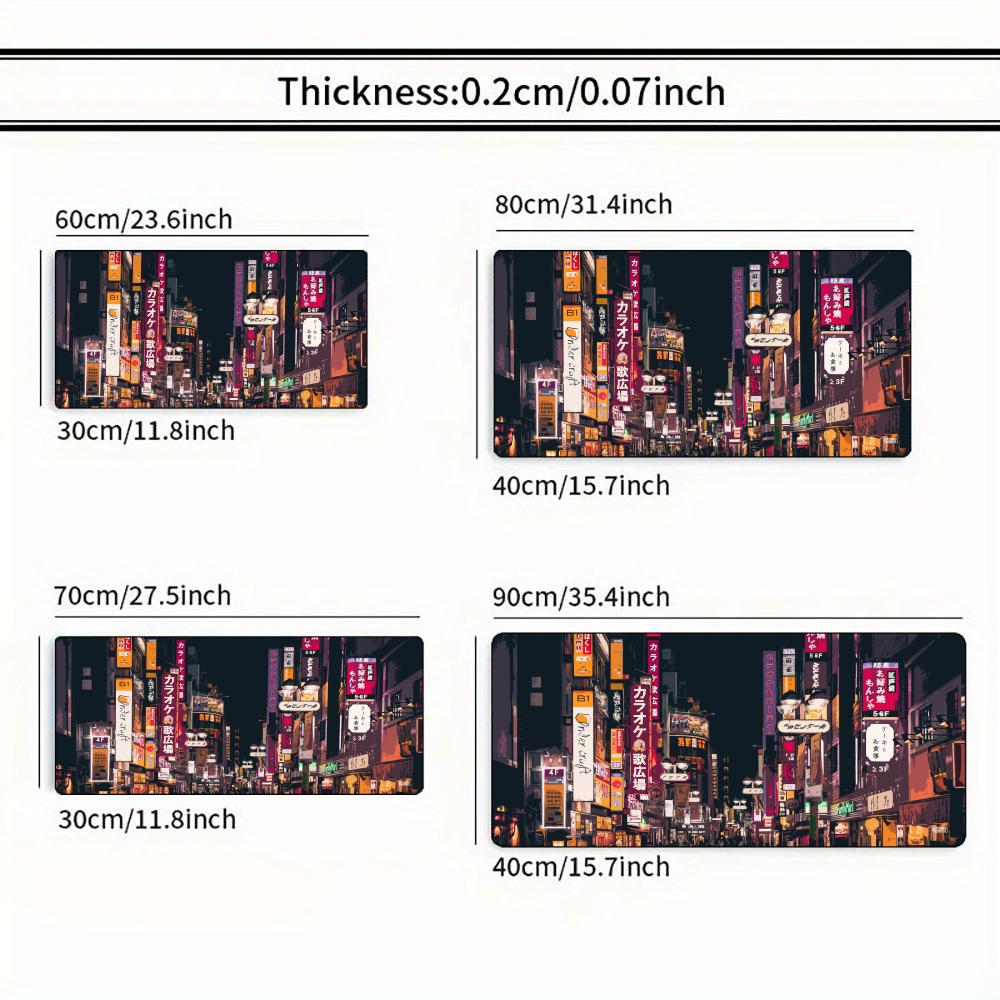 Neon City Night View Mouse Pad Large Computer Office Game Table Mat Xxl Rubber Antislip Stitched Keyboard Mats Long Desk Pads