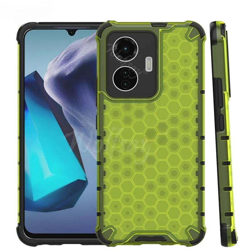 Shockproof Transparent Case For Vivo T1 Snapdragon 680 Honeycomb Armor Case Vivo T1 Snapdragon 680 Case Cover For Vivo T1 44W