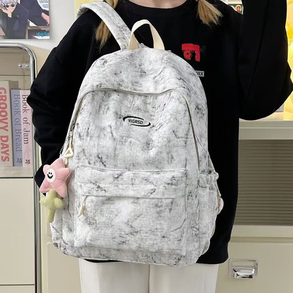 Schoolbag Schoolbag College Student Simple Tie-dye High School Student Niche Backpack Large Capacity Junior High School Japanese Backpack