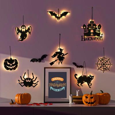Halloween LED Spinne & Fledermaus 3D Wandaufkleber - Leuchtende Geisterfest Party Lichter