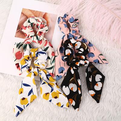 1pc Newest Ins Hair Bow, Simple Pony Tail Japanese Style Romantic Printed Satin Hair Band.