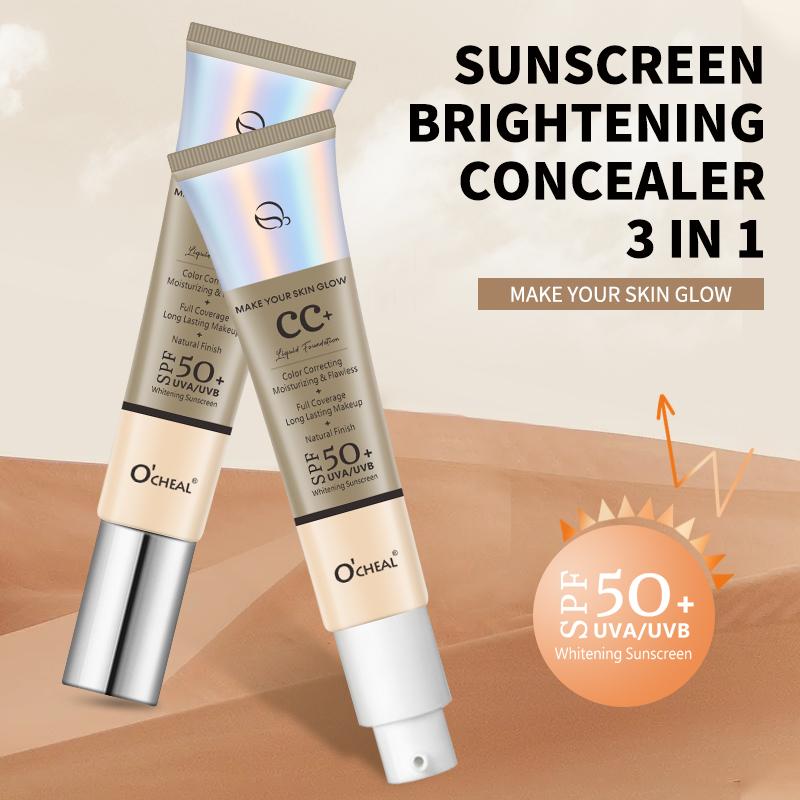 30g CC Cream Foundation Waterproff Concealer Moisturizing Sunscreen Liquid SPF 50+ Long Lasting Brightening Makeup Primer