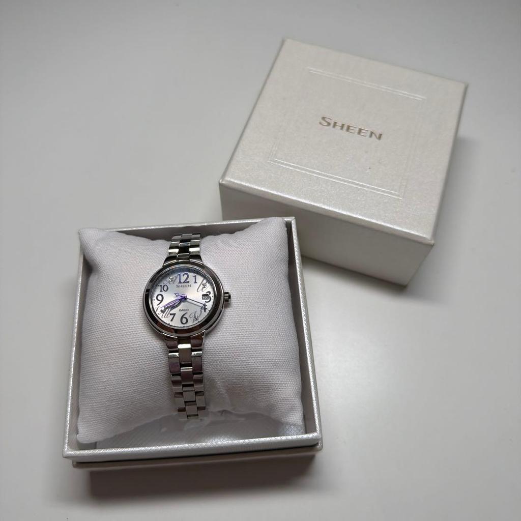 Used CASIO SHEEN watch solar charging function with date