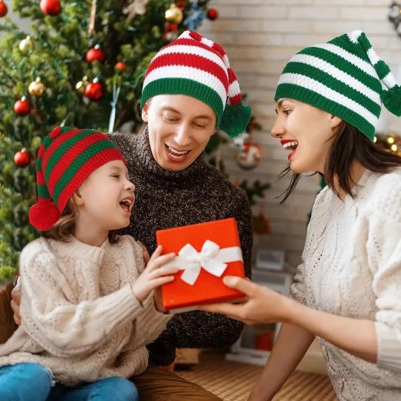 Cozy Knitted Autumn Winter Christmas Hat Unisex Long Tail Pom Pom Wizard Style Warm Beanie for Holiday Party Christmas Decor