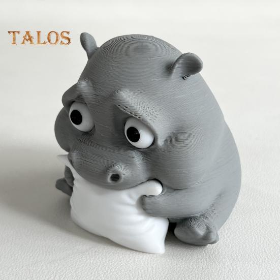 Trauriges Baby-Nilpferd 3D-gedrucktes Nilpferd-Ornament Miniatur-Nilpferd-Figur Desktop-Sammlerstück Nilpferd-Dekoration für Zuhause Büro