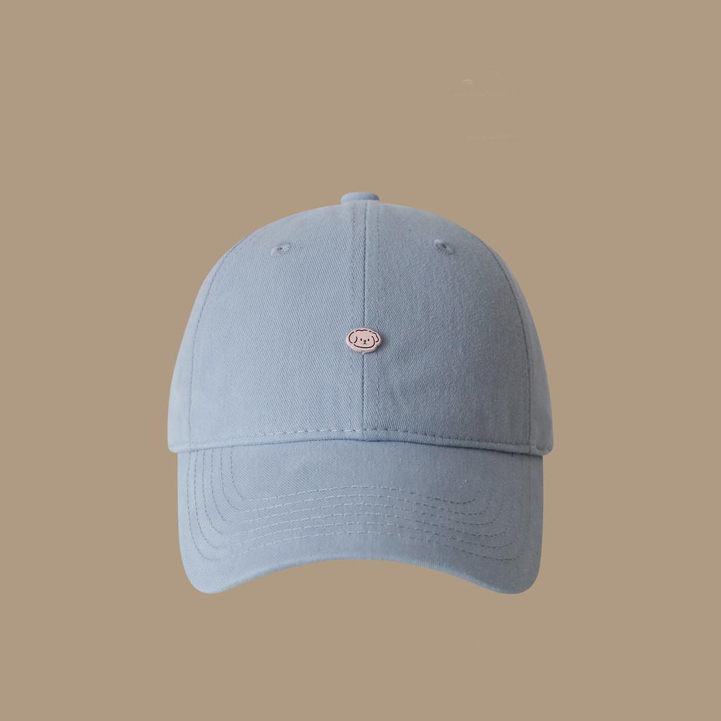 Soft Top Wide Brim Cap For Girls With Solid Color Design And Puppy Decoration For Fashionable Outdoor Use