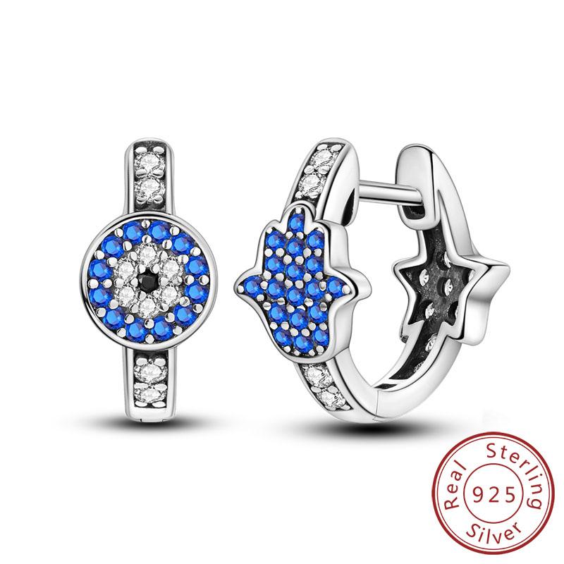 New 925 Silver Hoops Earrings Colorful Flower Butterfly Bee Drop Earring For Women Birthday Party Fashion Jewelry Gifts
