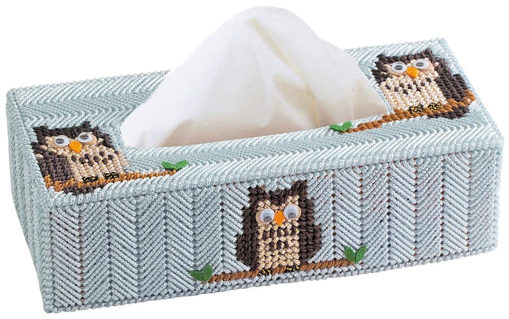 Panami Metallic Yarn Lucky Tissue Cover, Blue, Owl, TC-77
