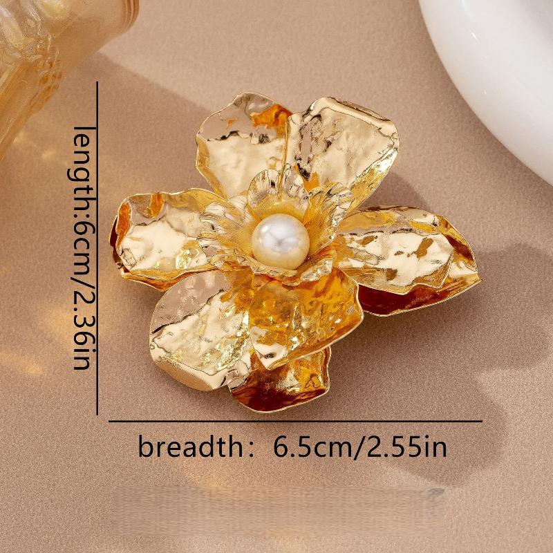 1 Stück Damen Großes Statement Elegantes Kragenzubehör Luxuriös Retro 3D Geschichtete Goldene Blume Brosche Für Party Hochzeit Täglich