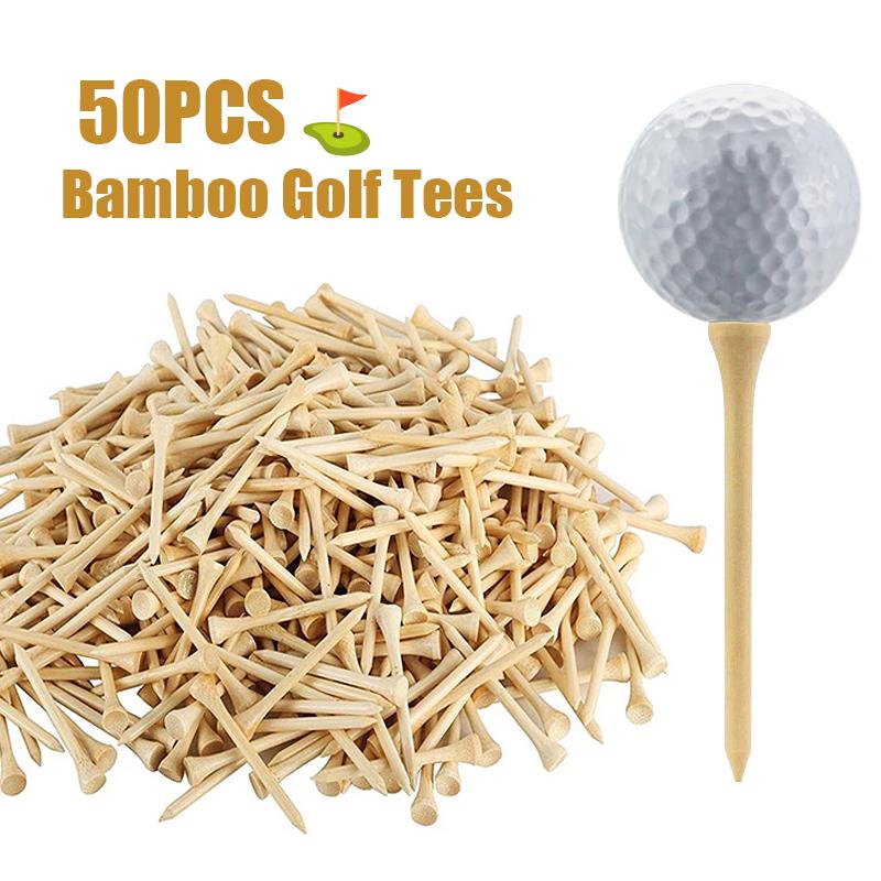 50 PEZZI Bastoncini da Golf in Legno di Bambù 4 Misure 42mm/54mm/70mm/83mm Porta Palline da Golf Accessori da Golf per Allenamento
