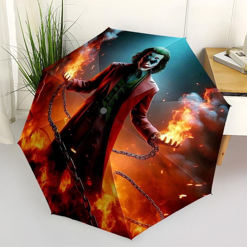 

1pc Joker Holding Chains with Flames Umbrella with Plastic Handle,Suitable for All Seasons Travel Outdoor Multi-functional UmbrellaDCS286