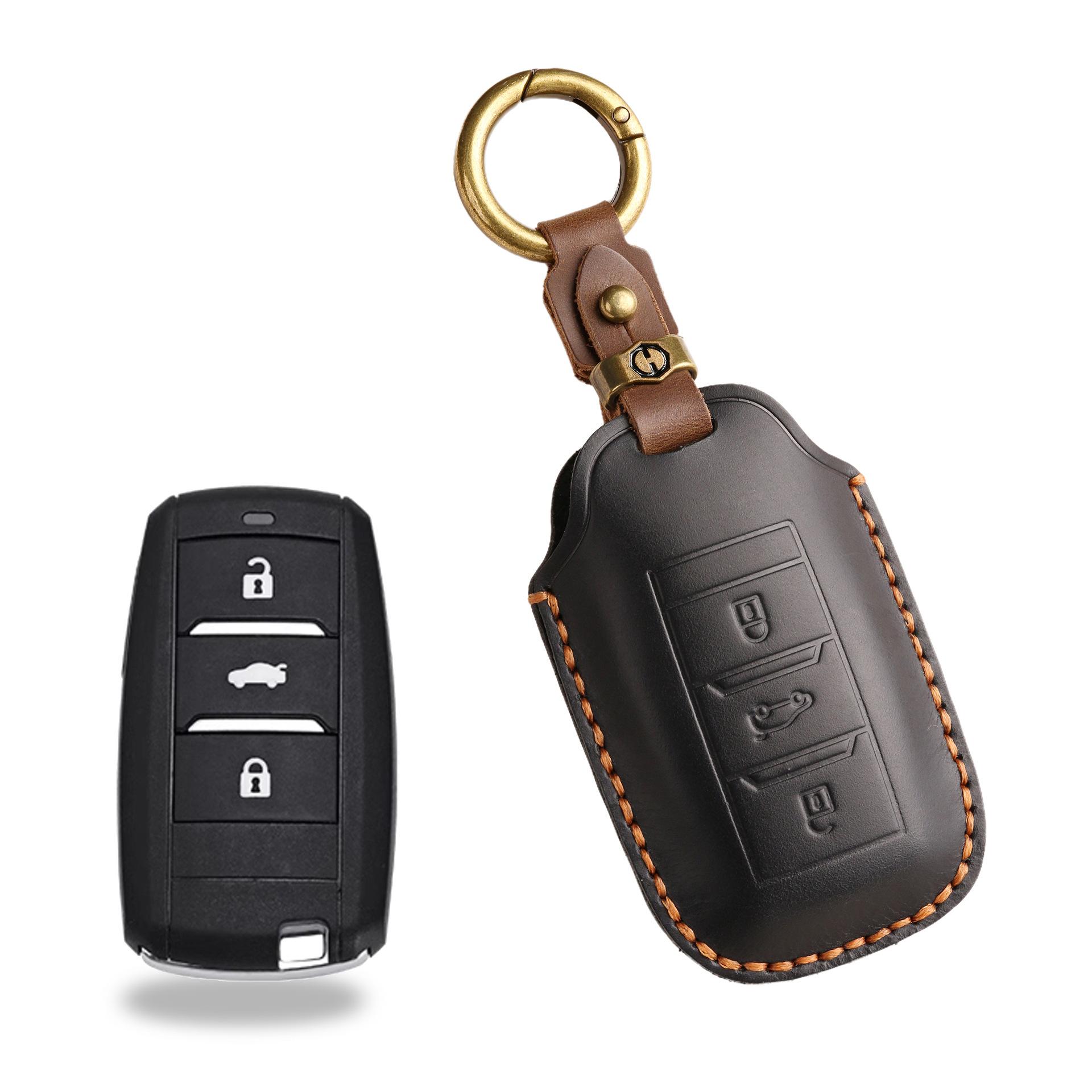 

The retro key cover is suitable for Ruicheng CC old special car key bag, purely handmade leather keycase chain. чёрный