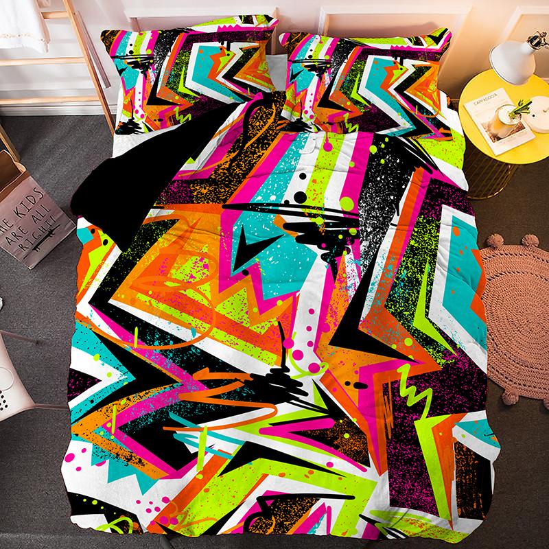 Nepravidelná Geometrie Král Královna Povlak na Peřinu Bohemský Styl Ložní Prádlo Sada Pro Děti Dospívající Dospělé Moderní Umění 2/3ks Polyesterový Povlak na Přikrývku