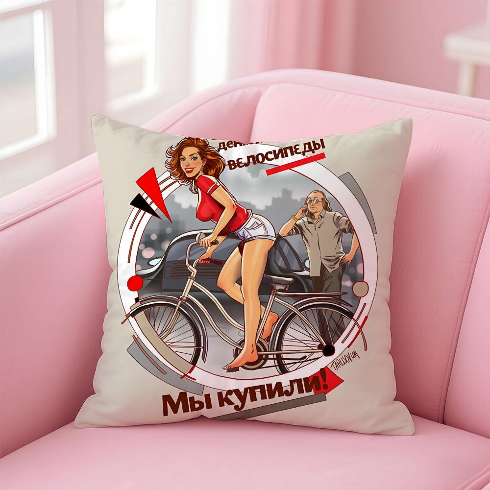 USSR CCCP Pin Up Girl Cushion Cover Soft Plush Throw Pillow Cushion CoverDoubleSided Printed Pillow Case for Sofa Home Decor