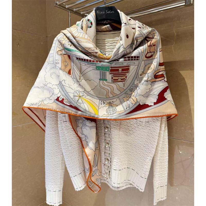 NINA SOLOR Signature Monogram Lamb Wool Square Scarf