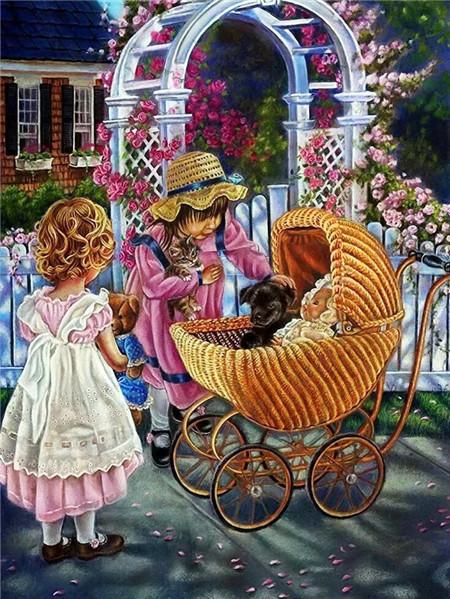 Full Drill Diamond Painting Children Diamond Embroidery Garden Mosaic Portrait Cross Stitch Children's Room Decor