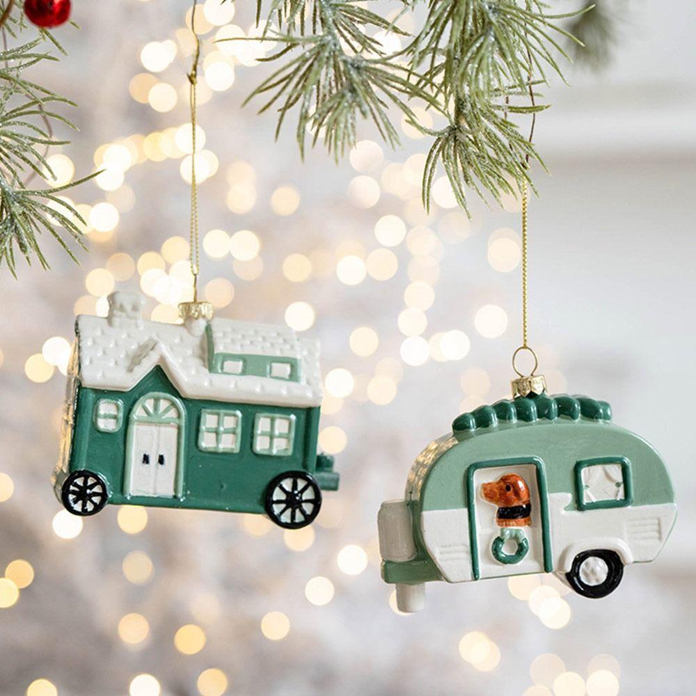 High Quality Green Christmas Hanging Decoration Plastic DIY Drop Pendant House Car Reusable Xmas Tree Ornament For Christmas