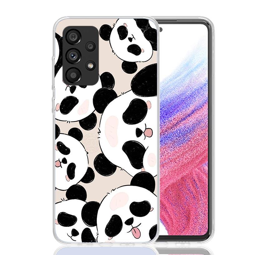 Cartoon Cute Panda Bear Phone Case For Samsung Galaxy A13 A14 A15 A16 A53 A54 A55 A56 A33 A34 A35 A36 A23 A24 A25 A26 A05S A04S