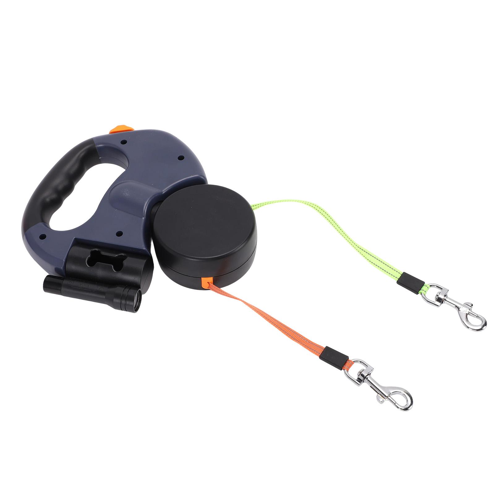 Dual Retractable Dog Leash with Night Light Double Headed Extendable Pet Leash for 2 Dogs Walking темно-синий