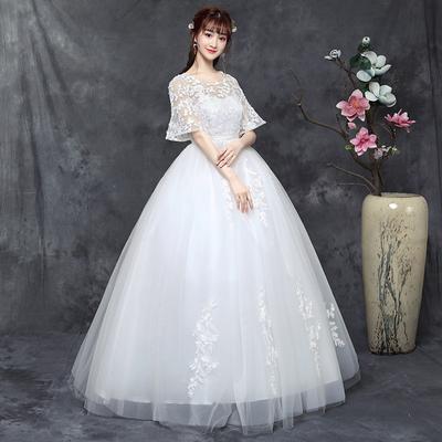 Large Size Wedding Dress Fat Mm Bride Looks Thin  New Plus Fat Pregnant Women Simple Cover Arm One Word Shoulder Female Korean Autumn