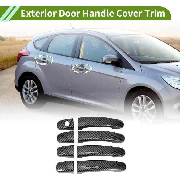 Exterior Door Handle Cover Trim for Ford Focus Kuga Escape 2012-2018 Door Handle Cover Carbon Fiber Black ABS 1 Set
