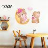 Versatile Wall Decor for Home Office Cute Bear Stickers Kids Room, PVC Waterproof Cartoon Animal Self Adhesive Bedroom Decals, Removable Art
