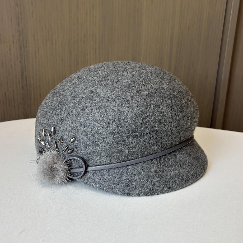 High-quality Autumn and Winter High-end Top Hat Fashionable Versatile Beret Women's Elegant Thermal Cap Wool Woolen Small Basin Hat